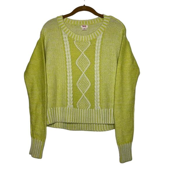 Cable Knit Sweater Womens Size Medium Pullover Chunky Cozy Knit Top Lemon Color - Picture 1 of 15